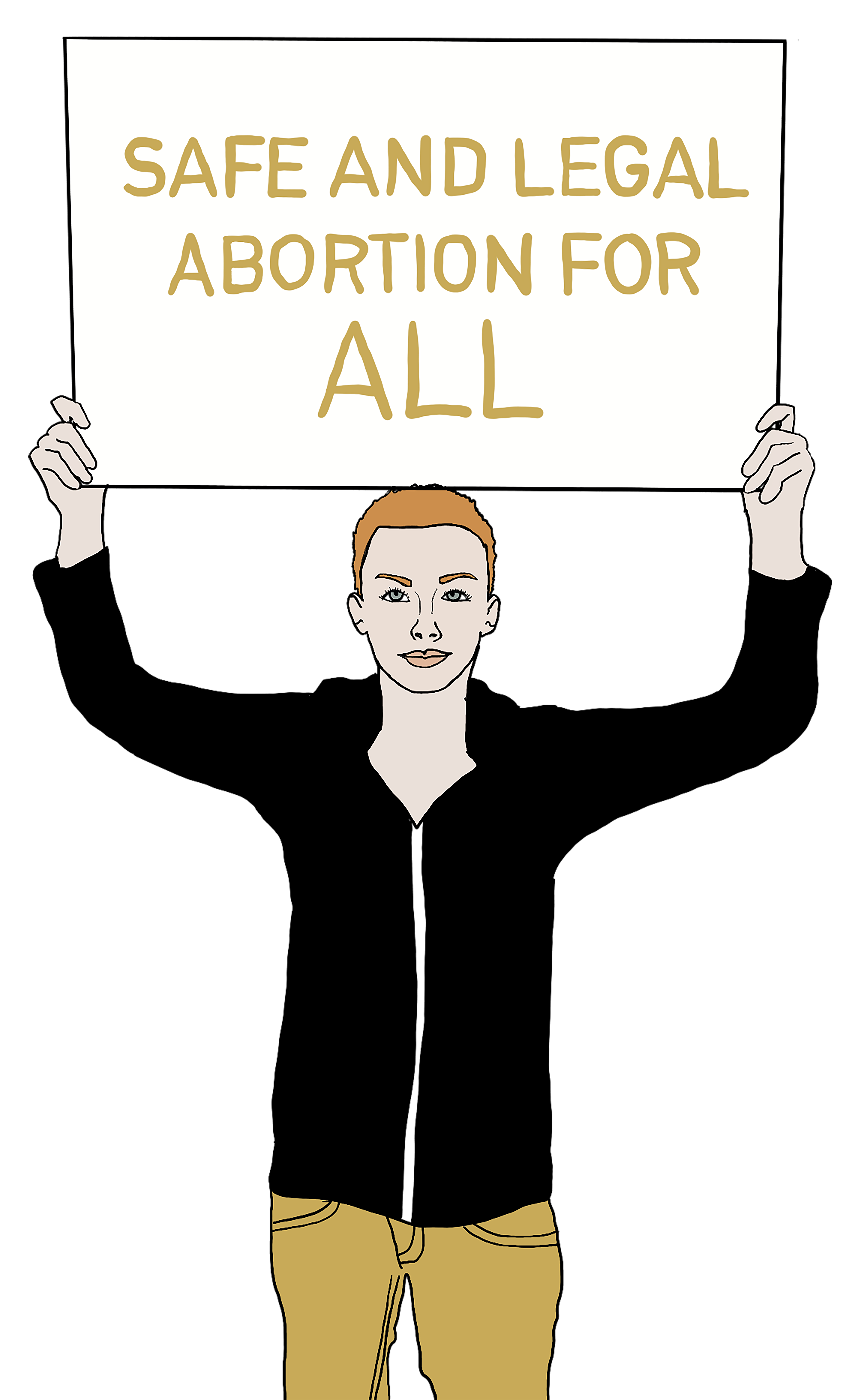 Woman Holding Protest Sign For News